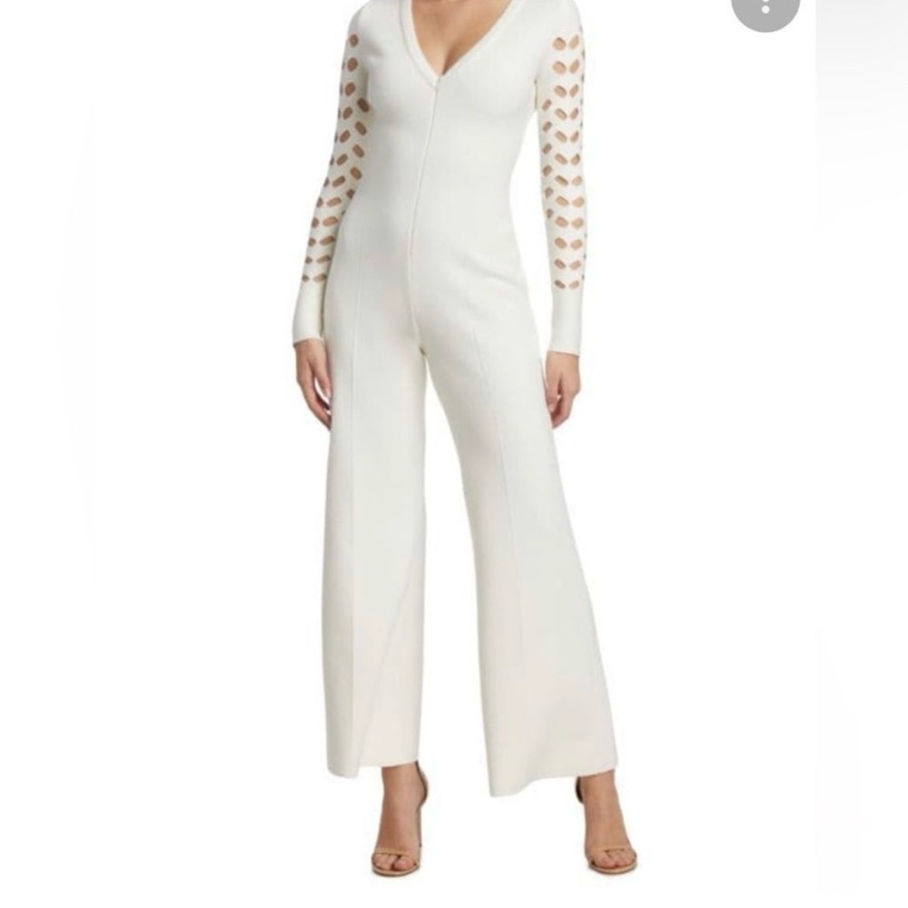 Alaia White Jumpsuit with Sheer Sleeve xs
